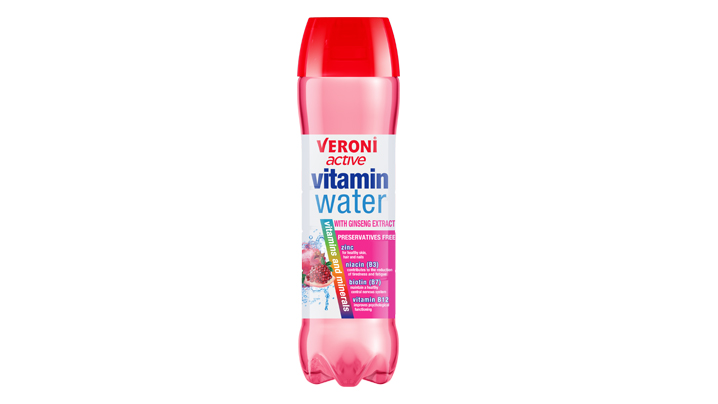 Veroni Active – apă cu vitamine și minerale, cu extract de ginseng, 700ml.