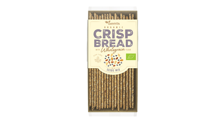 Pâine crocantă din făină integrală (CRISP BREAD), cu mix de semințe, 150g. Produs ECOLOGIC.