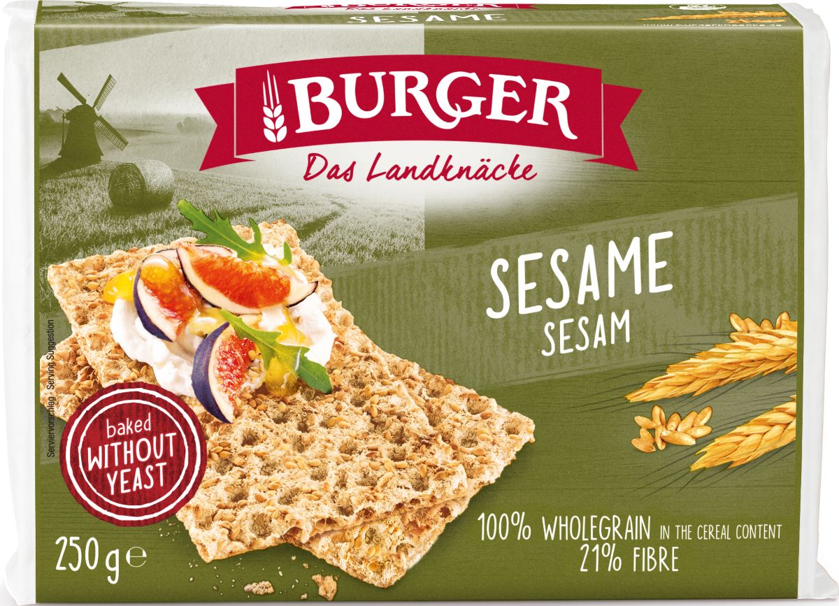 Burger Sesame – Pâine crocantă din secară integrală, cu semințe de susan, 250 g